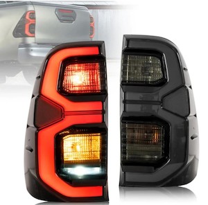 Toyota Hilux (2015-2024) LED Smoked Tail Lights(Style 2) - stylecanopies.co.nz