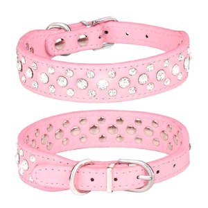 Pink Bling Diamante Dog Collar - S