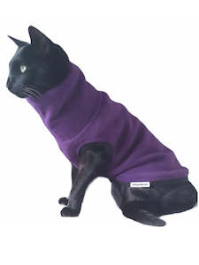 STYLECOM.NZ - Deep Purple + Black Fleece Cat Top - Size S