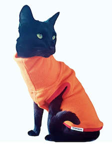 STYLECOM.NZ - Bright Orange + Red Fleece Cat Top - Size S