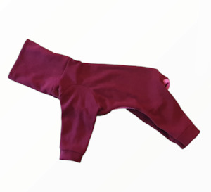 STYLECOM.NZ • DESIGNER DOG PJS - CLARET + PINK TRIM - SIZE M