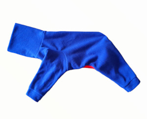 STYLECOM.NZ • DESIGNER DOG PJS • ROYAL BLUE + RED TRIM • SIZE L