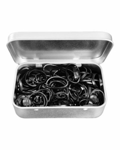 HAIR TIES IN SILVER TIN CASE ▪︎ x100 BLACK