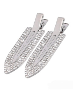 Silver Rhinestone Dinky Clips • 2 Clips