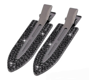 Black Rhinestone Dinky Clips • 2 Clips