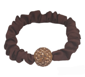 Rhinestone Bead Chocolate Brown Hair Tie