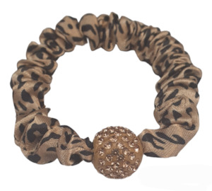 Rhinestone Bead Leopard Hair Tie