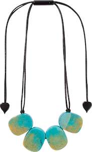 4300102TURGQ04 necklace VENUS 4beads adjust, turquoise