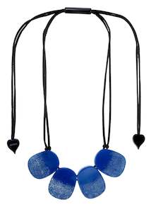 4300102BLUSQ04 necklace VENUS 4beads adjust, blue