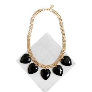 GLN-1 Five Hearts Necklace Gold