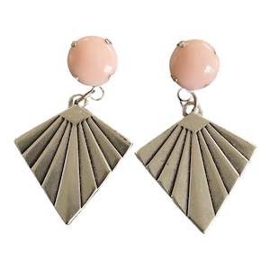 ER127-4 Silver Kite Earrings Rose Quartz