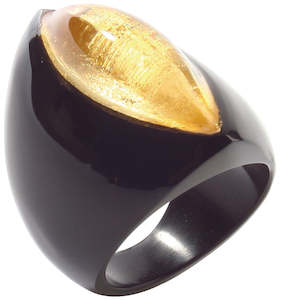 6130601GBLKQ0M  Ra Ring Gold/Black 17.8mm