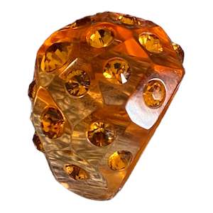 1020609DKORQ0L Diamante Ring Dark Orange L