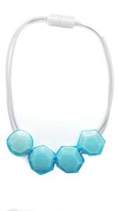 5350151AQUAQ04,necklace PLAYA 4beads magnet,  Aqua