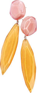 5350501COM1Q00,earring PLAYA 2beads pin, combinationorange