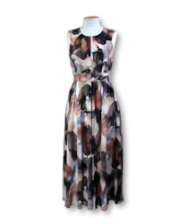 Juliette Hogan. Silk S.less Midi Dress - Size 8