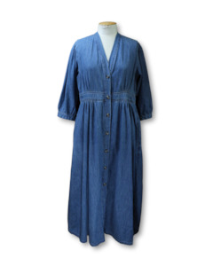 Seventy + Mochi. Denim Midi Shirt Dress - Size 14.