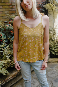 White Chalk Polly Cami Mustard-Dot