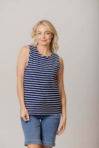 Mi Moso Staple Tank - Navy White Stripe