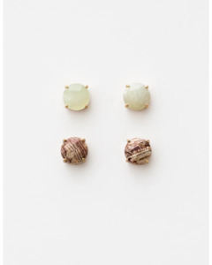 Clothing: Stella + Gemma - s/2 Brown/Lime Quartz Earrings