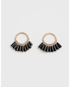 Stella + Gemma - Beaded Hoop Onyx Earrings