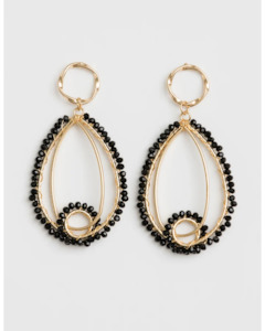 Clothing: Stella + Gemma - Multi Oval Black Bead Earrings