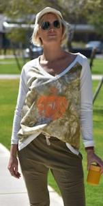 Style Laundry Baseball Top Khaki/Orange