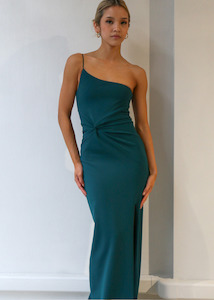 Lust One Shoulder Gown Teal