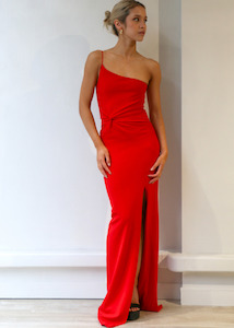 Lust One Shoulder Gown Red