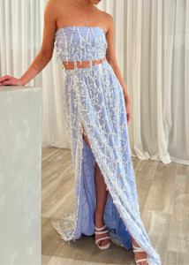 *BUY NOW* Embellished Silk Two-Piece Blue