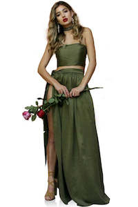 Womenswear: Forest Green Sueded Silk Wrap Two Piece