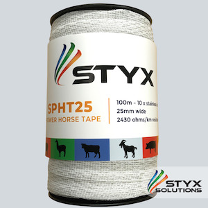 Power Horse Tape 10 x S/S wires, 25mm wide x 100m Styx Solutions