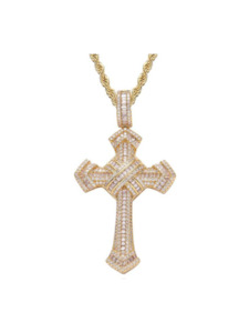 Iced Cross Pendant - Gold