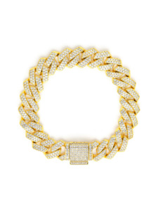 12MM Iced Cuban Bracelet - Gold