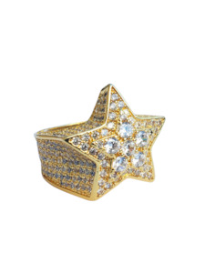 Iced Superstar Ring - Gold