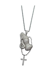 Internet only: Iced Faith Pendant - White Gold