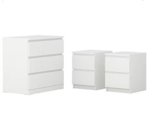 'Monaco' Bedroom Set (Bedside Table*2 + Chest of 3 Drawers)