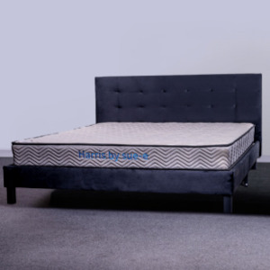 Furniture: Lucca Bed Frame Black Velvet Queen