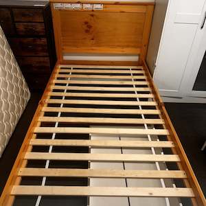 'Metro' Solid Pine Bed Frame Honey Single