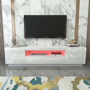 Furniture: Senti White RGB LED Lighting TV Unit