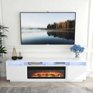 Furniture: 'Toro' white RGB LED Lighting TV Unit With Electric Fireplace