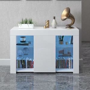 Sideway' LED BookShelf /Sideboard White Gloss