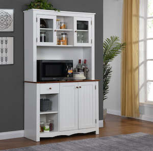 Classic Farmhouse Storage Hutch Cabinet White