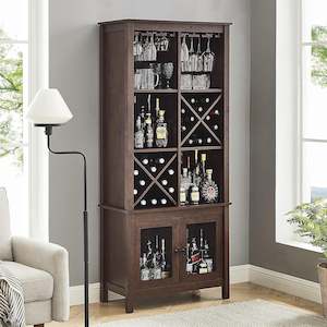 Rustic Wine and Liquor Cabinet Walnut