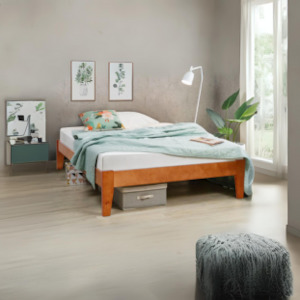 Furniture: Hartland Solid Wood Bed Base Honey King Single