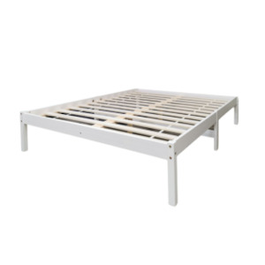 Furniture: Hartland Solid Wood Bed Base White Double