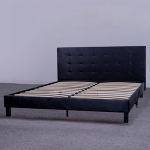 Lucca Bed Frame Black Velvet Double