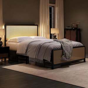 Furniture: Nelgan Bed Frame with RGB LED Light Black Double