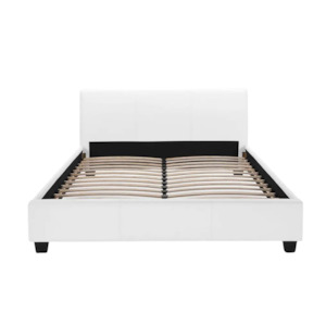 Furniture: Vernazza Shangrila PU Leather Bed Frame White Double