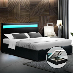 Torby Bed Frame with storage and LED Light Black King